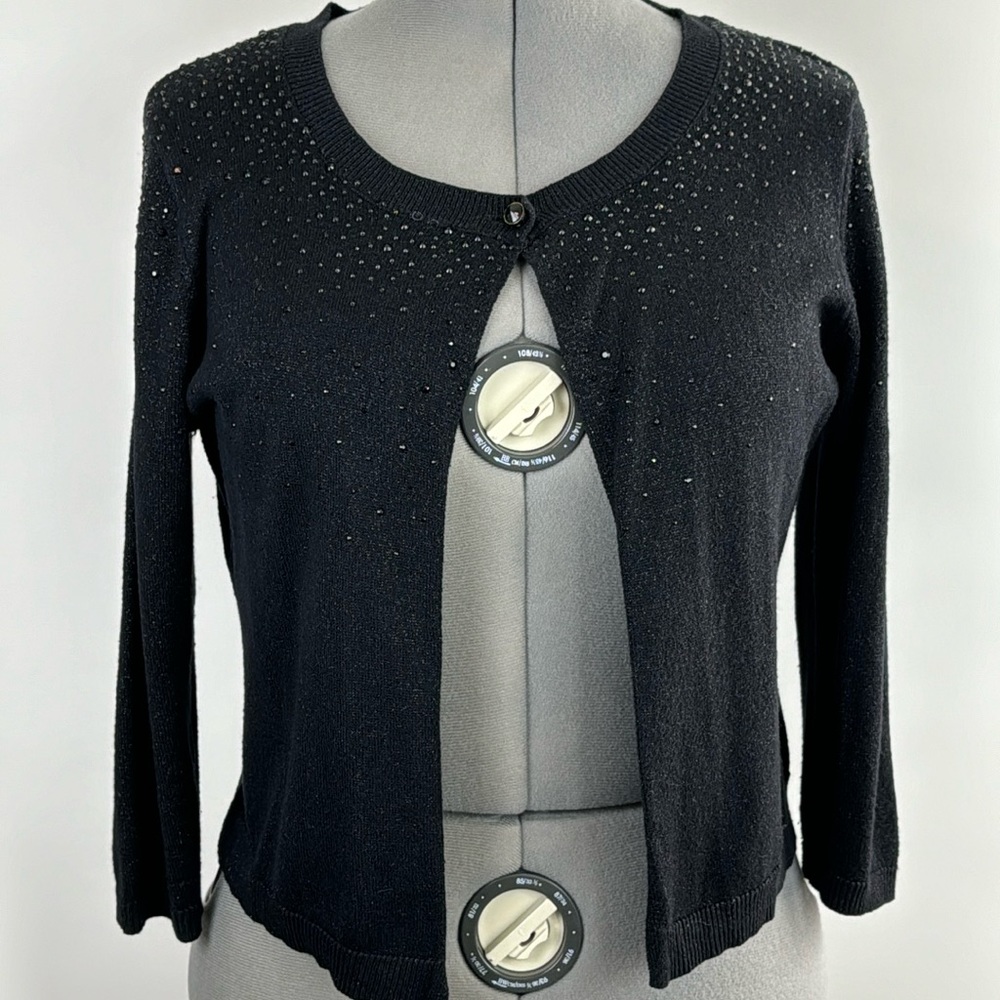 JENNIFER LOPEZ™️ Women's Size L Black Metallic Rhinestone Shrug Cardigan